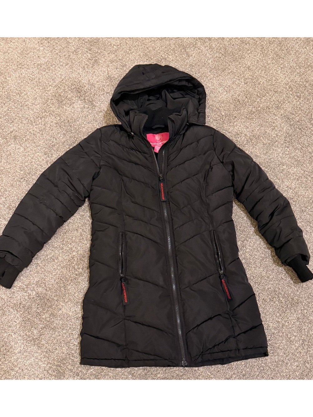 Weatherproof Girls Black Hooded Puffer Coat – Size 12